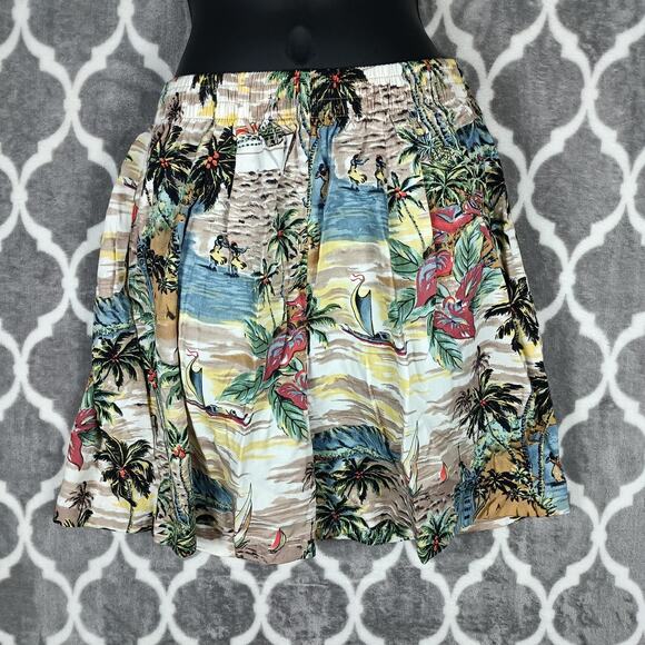 Hilo Hattie Pants - Hilo Hattie Shorts Womens Medium Hawaiian Rayon Beach Tropical Print Flowy
